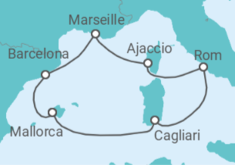 Reiseroute der Kreuzfahrt  Mediterrane Schätze mit Sardinien ab Mallorca - TI - AIDA