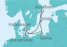 Reiseroute der Kreuzfahrt  Schweden, Polen & Dänemark ab Warnemünde - TI - AIDA