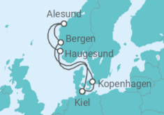 Reiseroute der Kreuzfahrt  7 Nächte - Vielfalt Norwegens - ab/bis Kiel - Mein Schiff