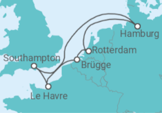Reiseroute der Kreuzfahrt  7 Nächte - Westeuropas Vielfalt - ab/bis Hamburg - Mein Schiff