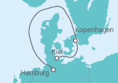 Reiseroute der Kreuzfahrt  3 Nächte - Hygge-Momente in Kopenhagen - ab Kiel/bis Hamburg - Mein Schiff