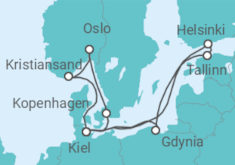 Reiseroute der Kreuzfahrt  13 Nächte - Ostsee intensiv - ab/bis Kiel - Mein Schiff