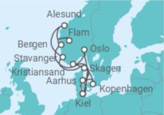 Reiseroute der Kreuzfahrt  Große Skandinavien-Reise ab Kiel - TI - AIDA
