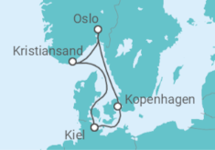 Reiseroute der Kreuzfahrt  6 Nächte - Stippvisite ins Nordland - ab/bis Kiel - Mein Schiff
