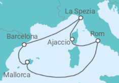 Reiseroute der Kreuzfahrt  9 Nächte - Höhepunkte des westlichen Mittelmeers - ab/bis Palma - Mein Schiff