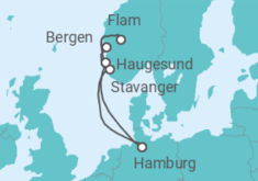 Reiseroute der Kreuzfahrt  7 Nächte - Vielfalt Norwegens - ab/bis Hamburg - Mein Schiff
