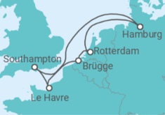 Reiseroute der Kreuzfahrt  7 Nächte - Westeuropas Vielfalt - ab/bis Hamburg - Mein Schiff