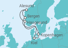 Reiseroute der Kreuzfahrt  7 Nächte - Vielfalt Norwegens - ab/bis Kiel - Mein Schiff