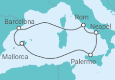 Reiseroute der Kreuzfahrt  8 Nächte - Italiens Sonnenseiten - ab/bis Palma - Mein Schiff