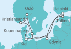 Reiseroute der Kreuzfahrt  13 Nächte - Ostsee intensiv - ab/bis Kiel - Mein Schiff
