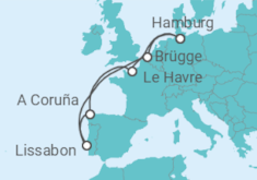 Reiseroute der Kreuzfahrt  11 Nächte - Festtage in Westeuropa- ab/bis Hamburg - Mein Schiff