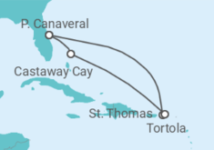 Reiseroute der Kreuzfahrt  Amerikanische Jungferninseln, Britische Jungferninseln - Disney Cruise Line