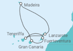 Reiseroute der Kreuzfahrt  Kanaren Alles Inklusive - Costa Kreuzfahrten