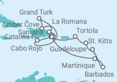 Reiseroute der Kreuzfahrt  St. Kitts Und Nevis, Britische Jungferninseln, Dominikanische Republik, Bahamas, Martinique, Barb... - Costa Kreuzfahrten