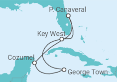 Reiseroute der Kreuzfahrt  USA, Kaimaninseln, Mexiko - Celebrity Cruises