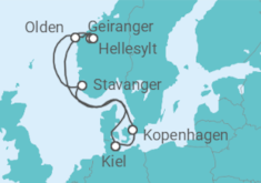 Reiseroute der Kreuzfahrt  Dänemark, Norwegen - Costa Kreuzfahrten