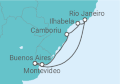 Reiseroute der Kreuzfahrt  Argentinien, Uruguay, Brasilien - Costa Kreuzfahrten