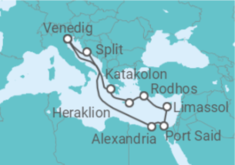 Reiseroute der Kreuzfahrt  Griechenland, Zypern, Ägypten, Kroatien Alles Inklusive - MSC Cruises