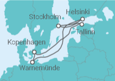 Reiseroute der Kreuzfahrt  Deutschland, Finnland, Schweden, Estland - MSC Cruises