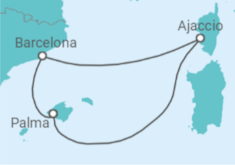 Reiseroute der Kreuzfahrt  4 Nächte - Mein Schiff Millennium Cruise - ab/bis Palma - Mein Schiff