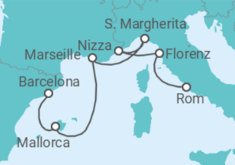 Reiseroute der Kreuzfahrt  Italien, Frankreich, Spanien - mit flug - Royal Caribbean