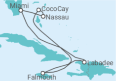 Reiseroute der Kreuzfahrt  Bahamas, Jamaika - mit flug - Royal Caribbean