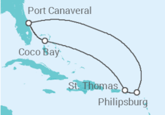 Reiseroute der Kreuzfahrt  Amerikanische Jungferninseln, Sint Maarten - mit flug - Royal Caribbean