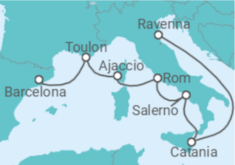 Reiseroute der Kreuzfahrt  Frankreich, Italien - mit flug - Royal Caribbean