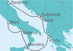 Reiseroute der Kreuzfahrt  Kroatien, Montenegro, Griechenland, Italien - mit flug - Royal Caribbean