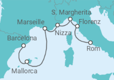Reiseroute der Kreuzfahrt  Italien, Frankreich, Spanien - mit flug - Royal Caribbean