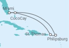 Reiseroute der Kreuzfahrt  Amerikanische Jungferninseln, Sint Maarten - mit flug - Royal Caribbean