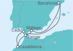 Reiseroute der Kreuzfahrt  Marokko, Spanien - mit flug - Royal Caribbean