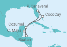 Reiseroute der Kreuzfahrt  Honduras, Mexiko - mit flug - Royal Caribbean