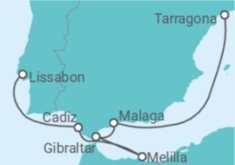 Reiseroute der Kreuzfahrt  Spanien, Gibraltar - Celestyal Cruises