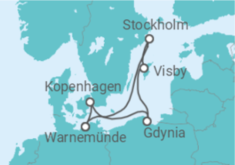 Reiseroute der Kreuzfahrt  Schweden, Polen & Dänemark ab Warnemünde - AIDA
