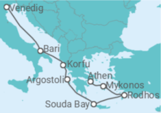 Reiseroute der Kreuzfahrt  Von Venedig  nach Athen (Piräus) - Costa Kreuzfahrten