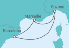 Reiseroute der Kreuzfahrt  Spanien, Frankreich Alles Inklusive - Costa Kreuzfahrten