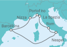 Reiseroute der Kreuzfahrt  Frankreich, Italien - Celebrity Cruises