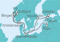 Reiseroute der Kreuzfahrt  Highlights der Nord- & Ostseeküste 2 - AIDA