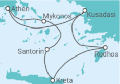 Reiseroute der Kreuzfahrt  Türkei, Griechenland - Celestyal Cruises