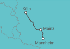 Reiseroute der Kreuzfahrt  Köln • Mainz • Köln - Nicko Cruises