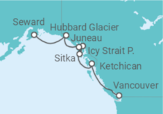 Reiseroute der Kreuzfahrt  Alaska - Celebrity Cruises