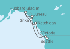 Reiseroute der Kreuzfahrt  Alaska - Holland America Line