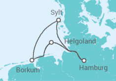 Reiseroute der Kreuzfahrt  Nordsee-Charme mit Entdeckerflair - Hapag-Lloyd Cruises