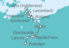 Reiseroute der Kreuzfahrt  Stralsund • Ostseeinseln • Potsdam - Nicko Cruises