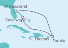 Reiseroute der Kreuzfahrt  Britische Jungferninseln, Amerikanische Jungferninseln - Disney Cruise Line