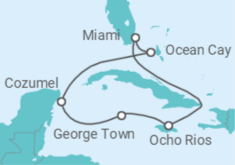Reiseroute der Kreuzfahrt  Inselperlen in der Karibik - MSC Cruises