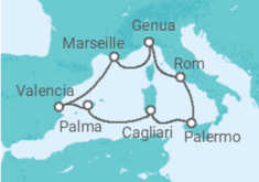 Reiseroute der Kreuzfahrt  Westliches Mittelmeer Kreuzfahrt  - MSC Cruises