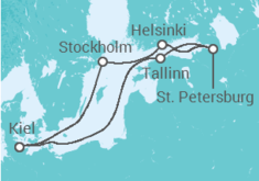 Reiseroute der Kreuzfahrt  Schätze der Ostsee - MSC Cruises