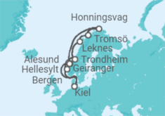 Reiseroute der Kreuzfahrt  Hinauf ans Nordkap - Costa Kreuzfahrten